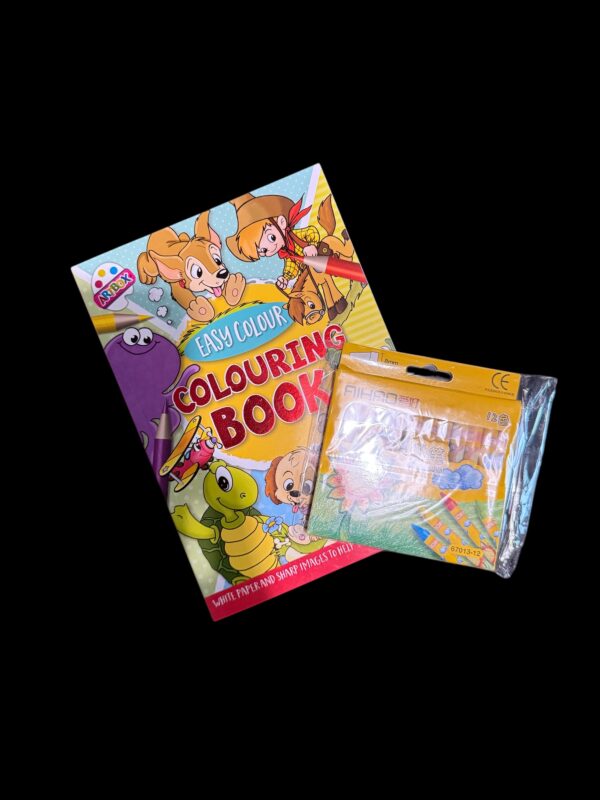 Bundle - Yellow Animal Colouring Book, 12 Crayon Pack